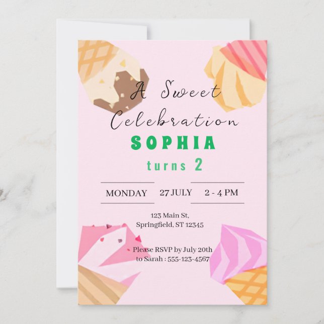 Cool Summer Popsicle Birthday Invitation (Front)