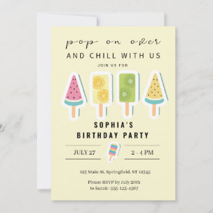 Cool Summer Popsicle Birthday Invitation