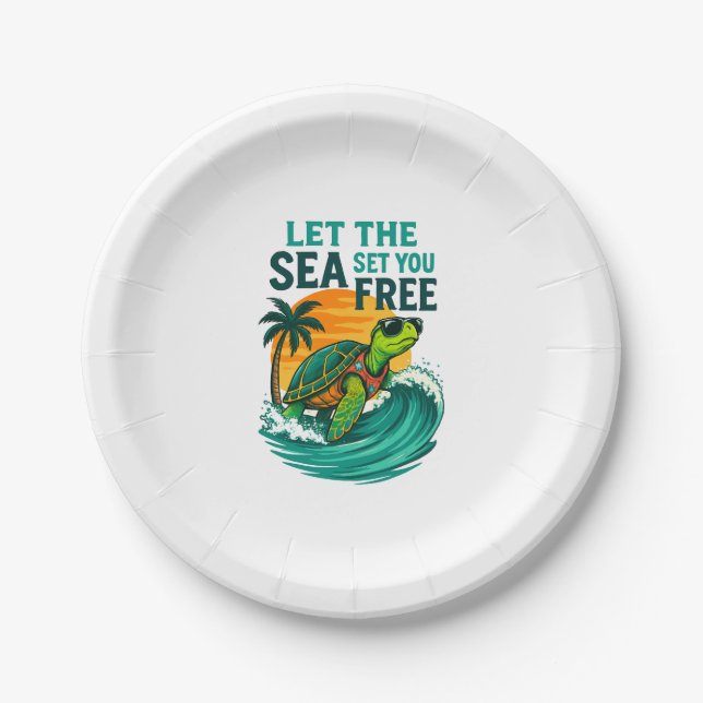 Cool Summer – Sea Turtle Vibes Paper Plate (Front)