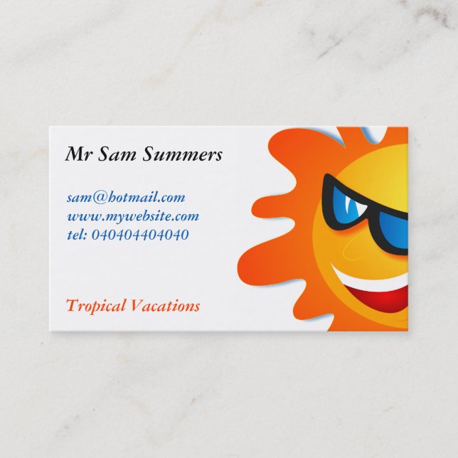Cool Summer Sun Business Card (Front)