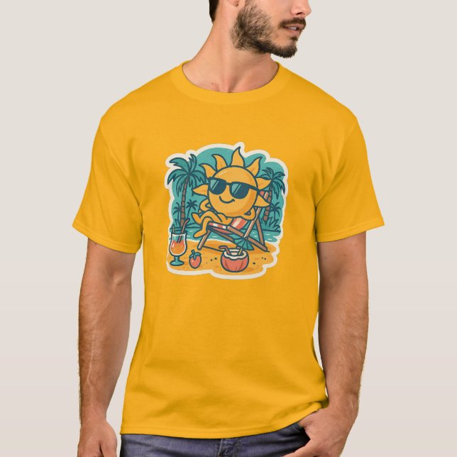 Cool Summer Sun – Retro Beach Vibes T-Shirt (Front)