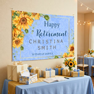 Cool Summer Sunflower Watercolor Retirement Party Banner