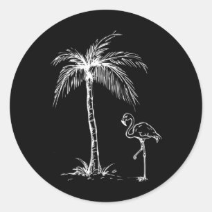 Cool Summer Sunset Vacation Men Women Beach Palm F Classic Round Sticker