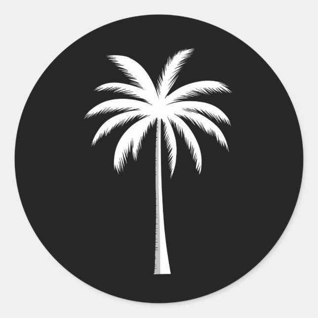 Cool Summer Vacation Sunset Beach Palm Tree Classic Round Sticker (Front)