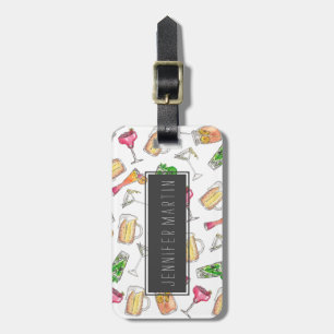 Cool Summer Watercolor Painted Mixed Drinks Patter Luggage Tag