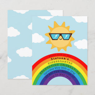Cool Sun and Rainbow Budget Kids Graduation Invite