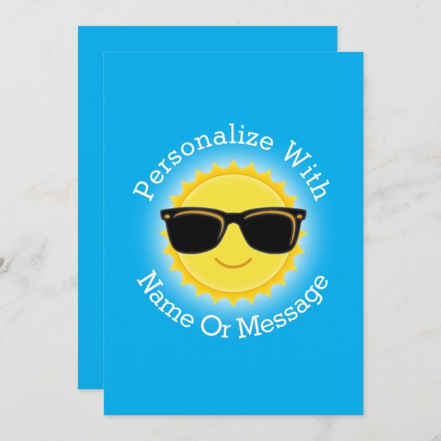 Cool Sun Wearing Sunglasses Invitation (Front/Back)
