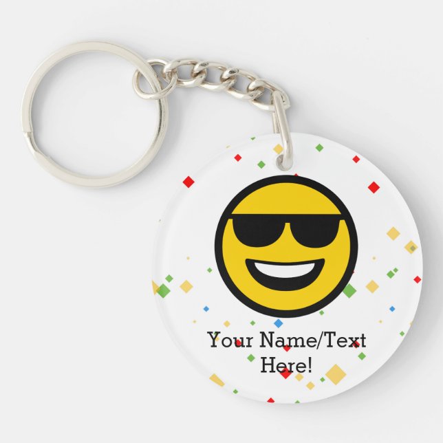 Cool Sunglasses Emoji Keychain (Front)