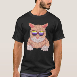 Cool Sunglasses Non Binary Flag Cat Lgbtq Pride No T-Shirt
