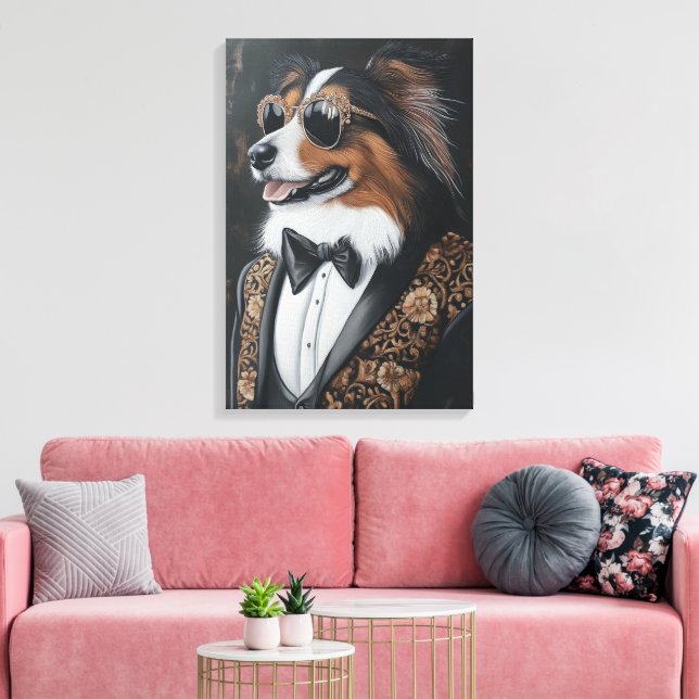 Cool Sunglasses Shetland Sheepdog | Sheltie Canvas Print (Insitu(LivingRoom))