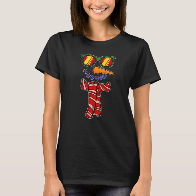 Cool Sunglasses Snowman Merry Xmas Christmas Party T-Shirt (Front)