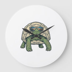 Cool Sunglasses Tortoise Vintage Vector Design_1 Large Clock