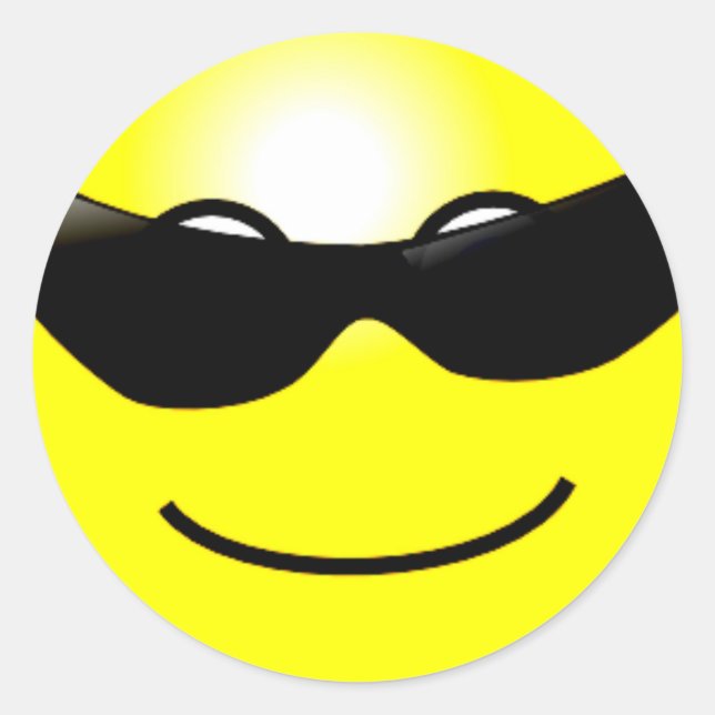 Cool Sunglasses Yellow Face Classic Round Sticker (Front)