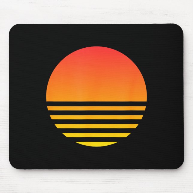 Cool Sunset Summer Beach Surf 80s Retro Vaporwave Mouse Pad (Front)