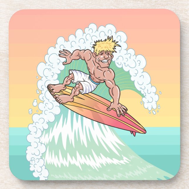 Cool Sunset Surfer Coaster (Front)