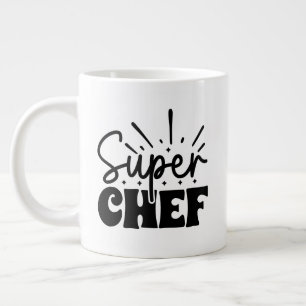 Cool super chef word art large coffee mug