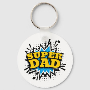 Cool Super Dad Blue Black Yellow White Keychain