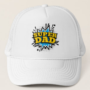 Cool Super Dad Blue Black Yellow White Trucker Hat