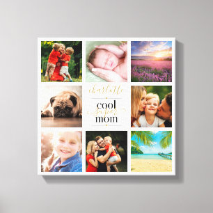 Cool Super Mom 8 Photo Collage Personalized Canvas Print