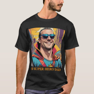 Cool Superhero Dad Comic Book Art Style T-Shirt