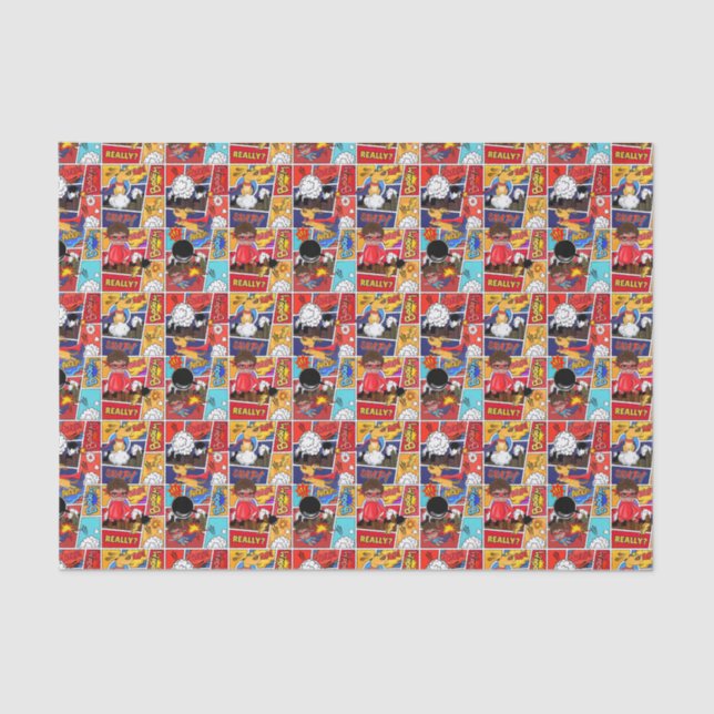 cool superhero tiled pattern party  tissue paper (Front)