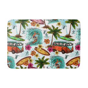 Cool surf beach pattern bath mat