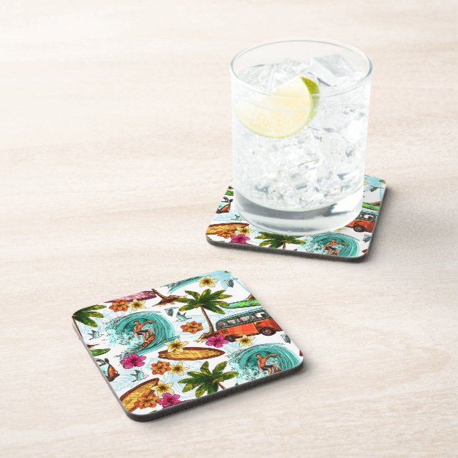 Cool surf beach pattern coaster (Right Side)