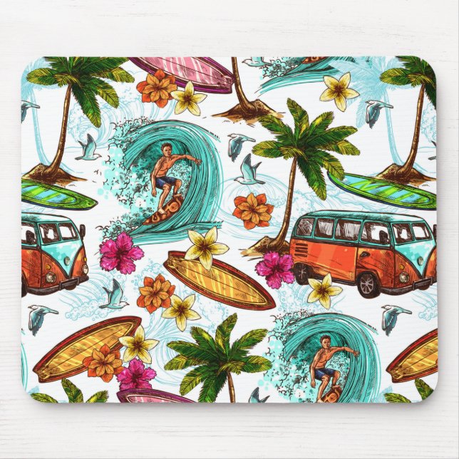 Cool surf beach pattern mouse pad (Front)