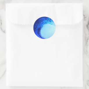 cool surf style Blue Wave Classic Round Sticker