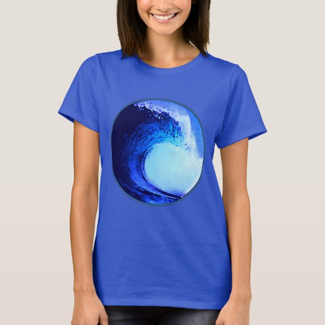 cool surf style blue wave T-Shirt (Front)