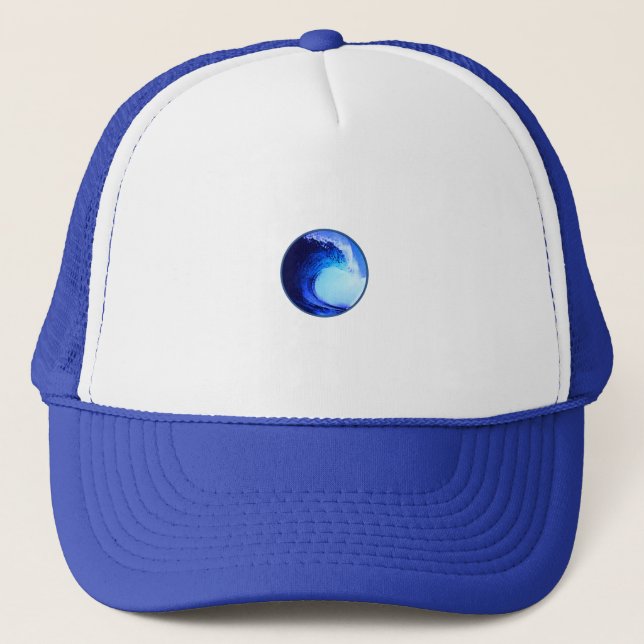 cool surf style blue wave trucker hat (Front)