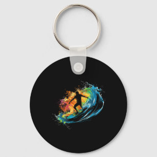 Cool Surfer Boys Graphic Men Surfing Keychain