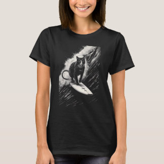 Cool Surfer Cat - Funny Surfboard Cat T-Shirt