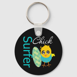 Cool Surfer Chick Keychain