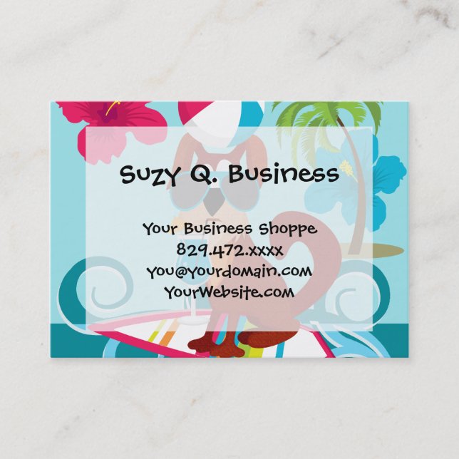 Cool Surfer Dog Surfboard Summer Beach Party Fun Business Card (Front)