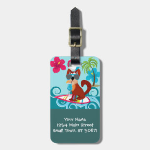 Cool Surfer Dog Surfboard Summer Beach Party Fun Luggage Tag