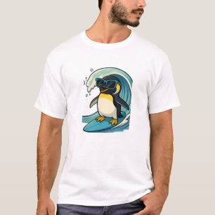 Cool Surfer Penguin with Sunglasses T-Shirt