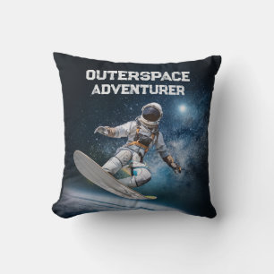Cool Surfing Astronaut Space Sky Stars Throw Pillow