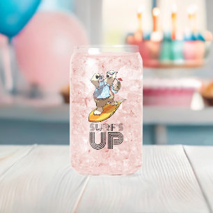 Cool Surfing Polar Bear Surf's Up Cartoon Can Glass
