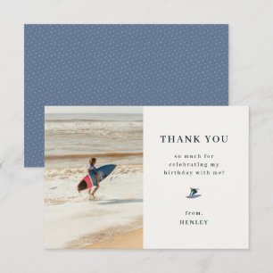 Cool Surfing Theme Birthday Photo Thank You Card