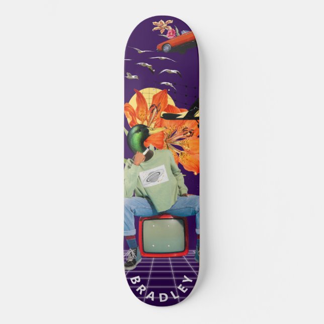Cool Surreal Funny Unique Custom Personalized Name Skateboard (Front)