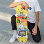 Cool Surreal Funny Unique Custom Personalized Name Skateboard<br><div class="desc">Cool Surreal Funny Unique Custom Personalized Name Skateboard features your personalized name in modern typography on a fun collage of cars, planes, ducks, flowers, birds and a person. Personalize by editing the text in the text box provided. Give a custom made gift, personalized skateboard to your favourite skateboarder for Christmas,...</div>