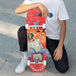 Cool Surreal Funny Unique Custom Personalized Name Skateboard<br><div class="desc">Cool Surreal Funny Unique Custom Personalized Name Skateboard features your personalized name in modern typography on a fun collage of cars, planes, ducks, flowers, birds and a person. Personalize by editing the text in the text box provided. Give a custom made gift, personalized skateboard to your favourite skateboarder for Christmas,...</div>
