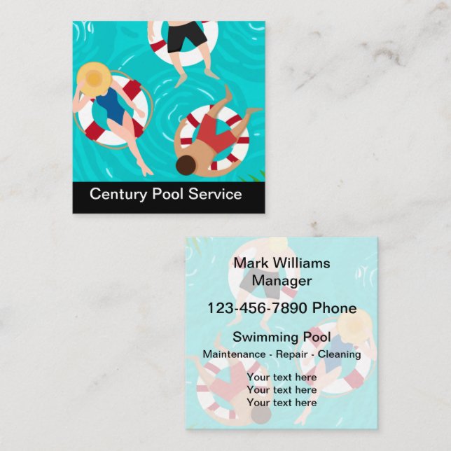 Cool Swimming Pool Business Card Template (Front/Back)