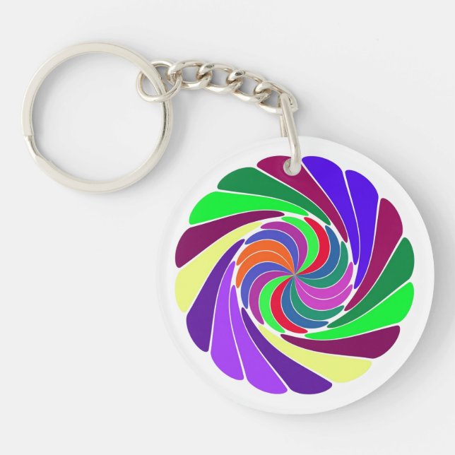 Cool Swirls Keychian - Customizable Keychain (Front)
