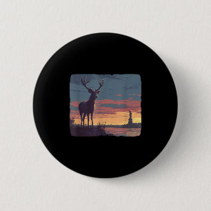 Cool Symbolic Deer With Statue Of Liberty Costume  2 Inch Round Button