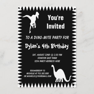 Cool T Rex Dinosaur Birthday Party Invitations