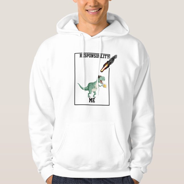 "Cool T-Rex with Sunglasses and a Beer" Hoodie (Front)