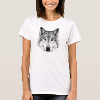 cool t-shirt with designer print grey wolf
