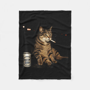 Cool Tabby Cat Smoking Retro Attitude Graphic Fleece Blanket